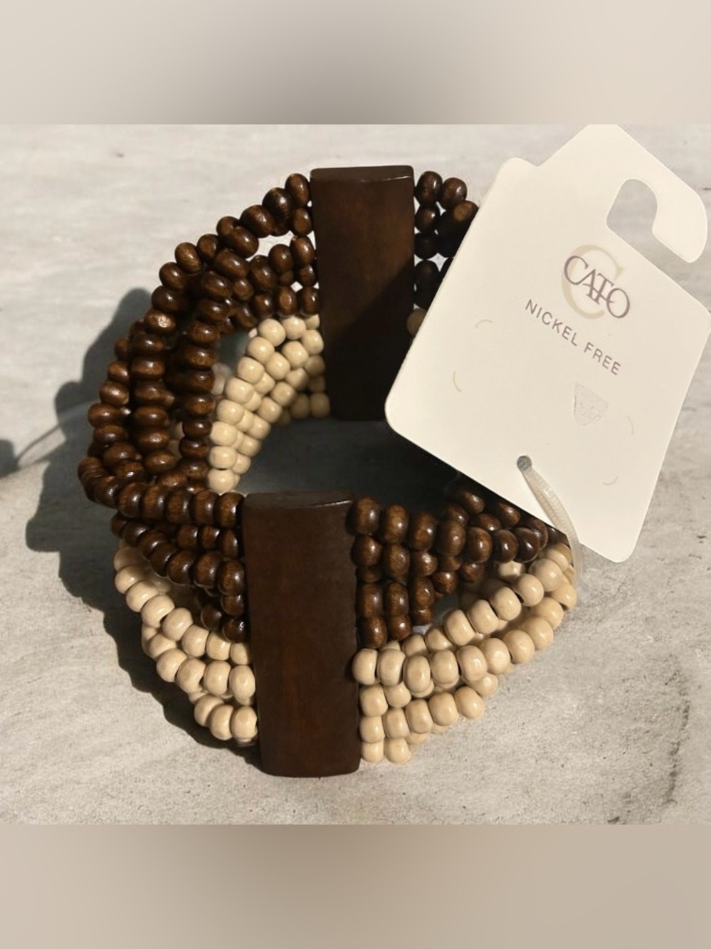 Cato Multi-Strand Wooden Bead Bracelet – Boho Earthy Neutral